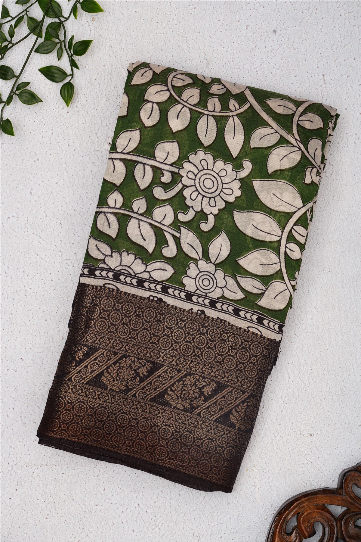 Fancy Maheshwari Silk Dark Green Saree