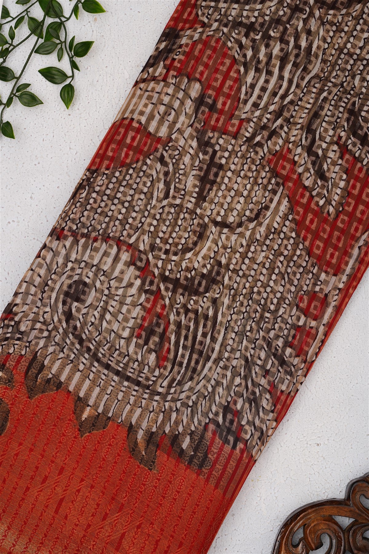 Fancy Maheshwari Silk Maroon Saree