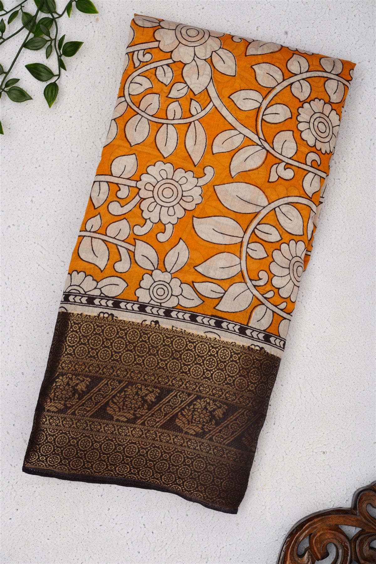 Fancy Maheshwari Silk Mustard Saree