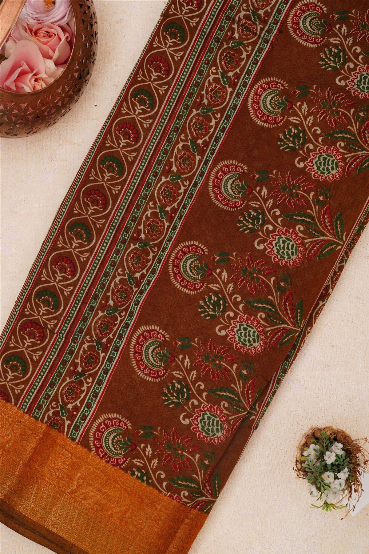 Fancy Maheshwari Silk Dark Green Saree