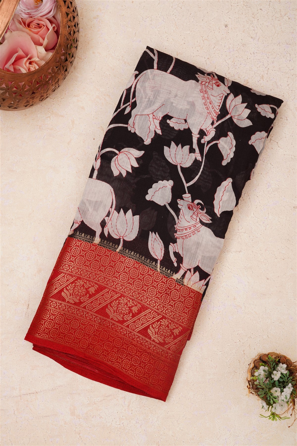 Fancy Maheshwari Silk Black Saree
