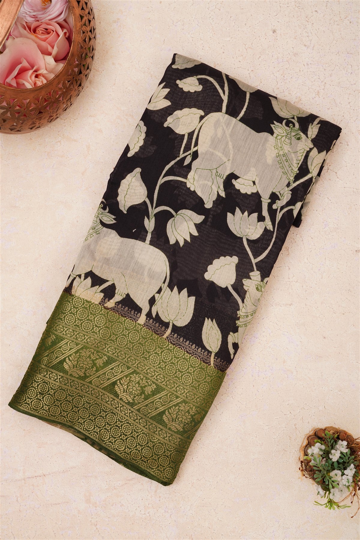 Fancy Maheshwari Silk Black Saree