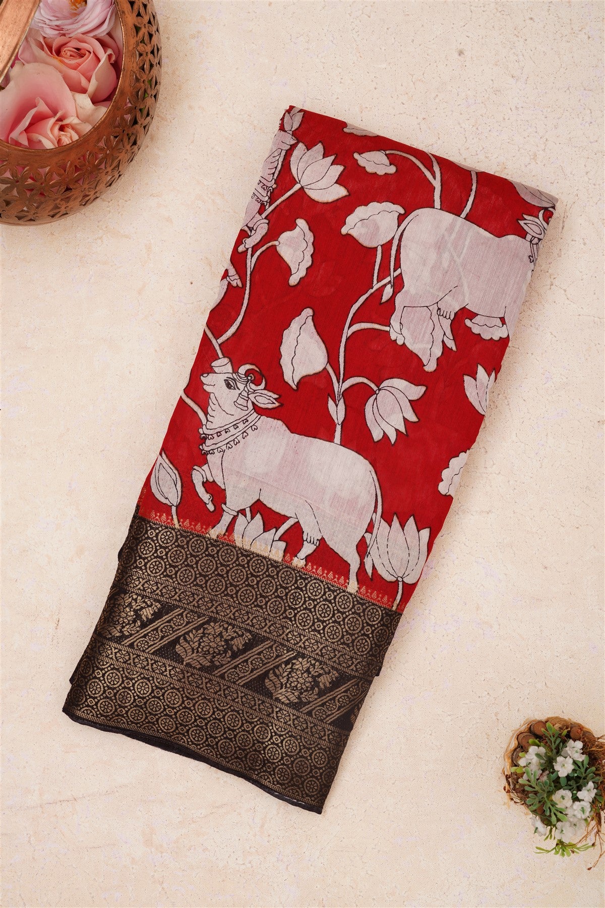 Fancy Maheshwari Silk Maroon Saree