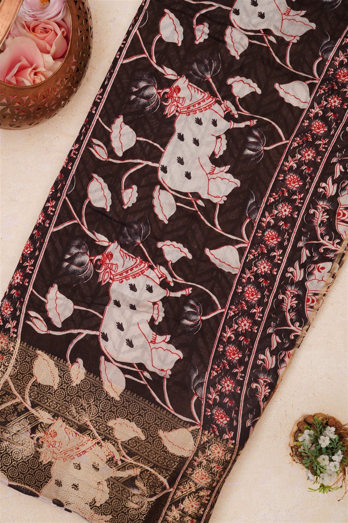 Fancy Maheshwari Silk Maroon Saree