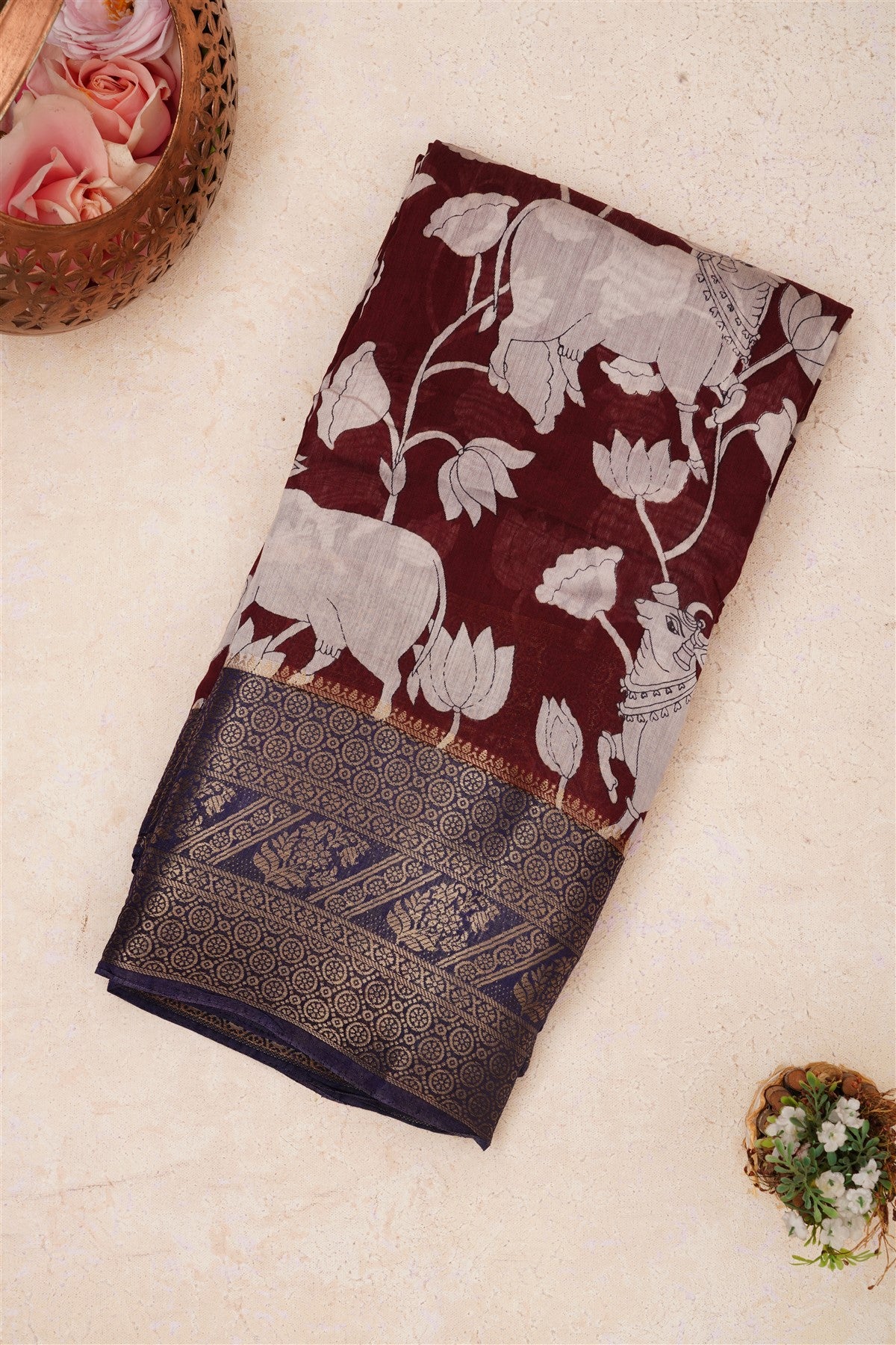 Fancy Maheshwari Silk Purple Saree