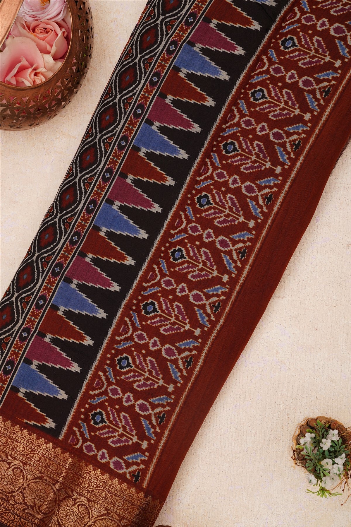 Fancy Maheshwari Silk Dark Wine Saree
