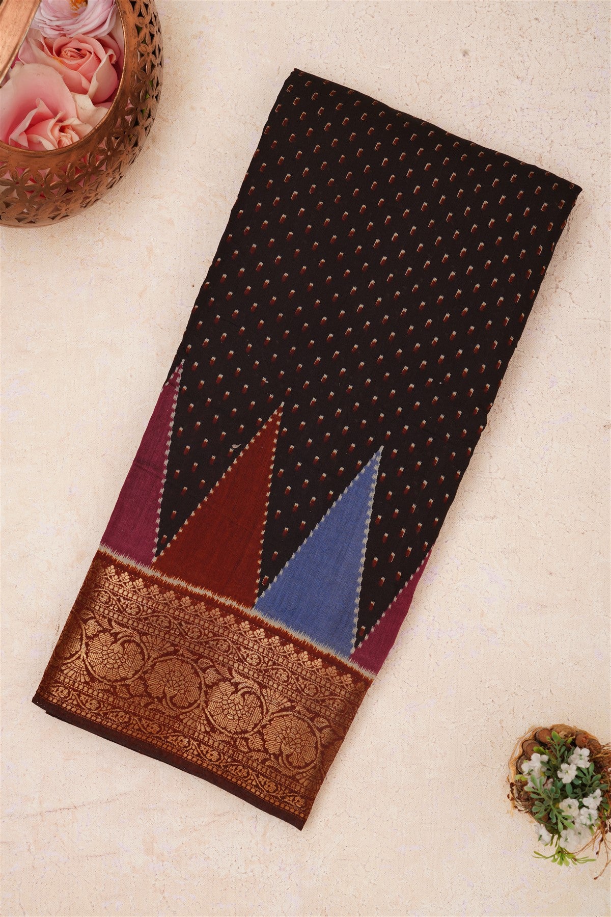 Fancy Maheshwari Silk Dark Wine Saree
