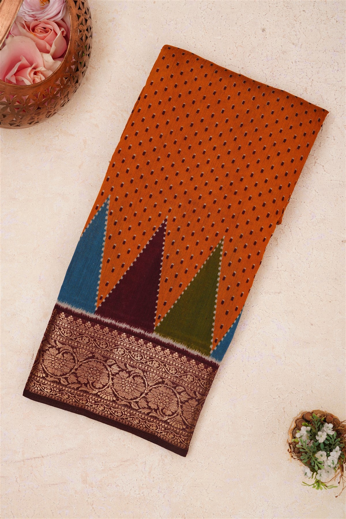 Fancy Maheshwari Silk Light Mustard Saree