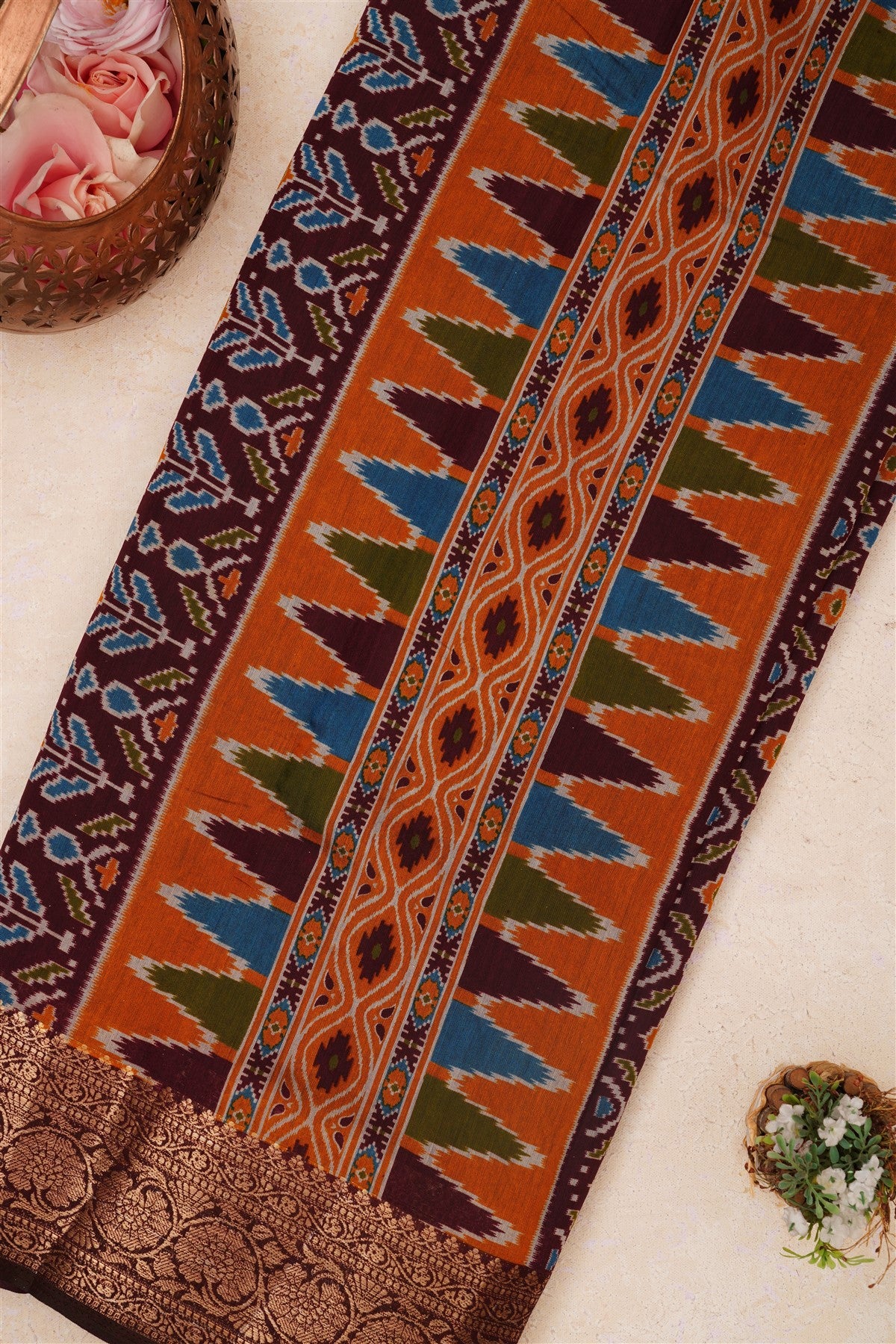 Fancy Maheshwari Silk Light Mustard Saree