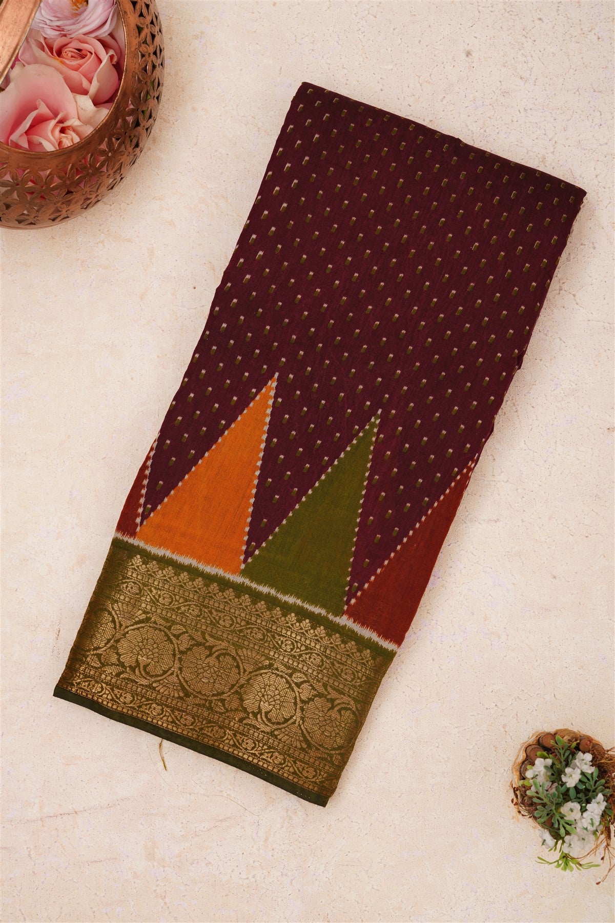 Fancy Maheshwari Silk Purple Saree
