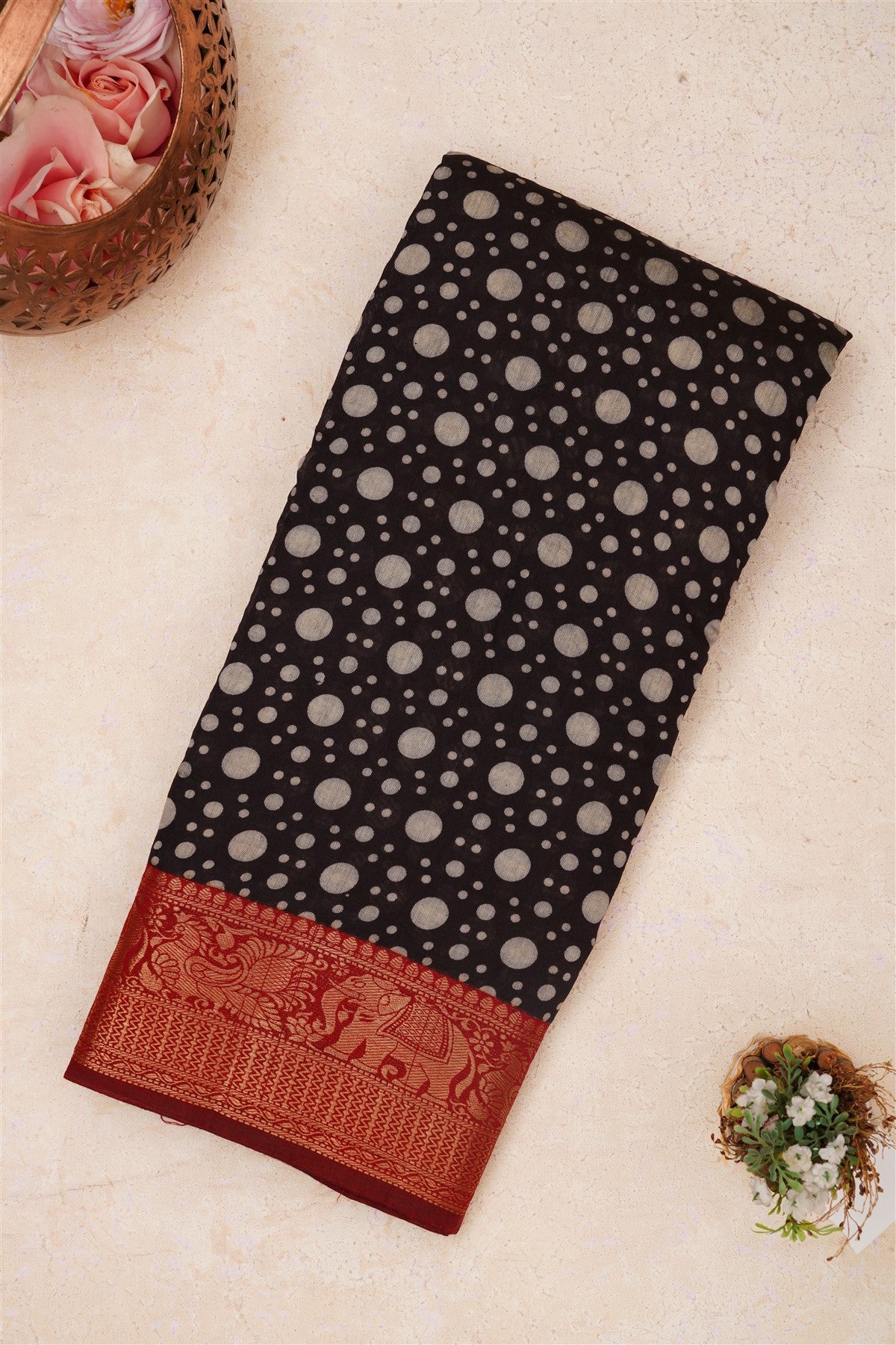 Fancy Maheshwari Silk Black Saree