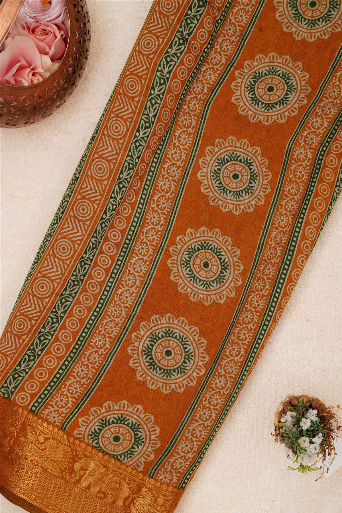 Fancy Maheshwari Silk Green Saree
