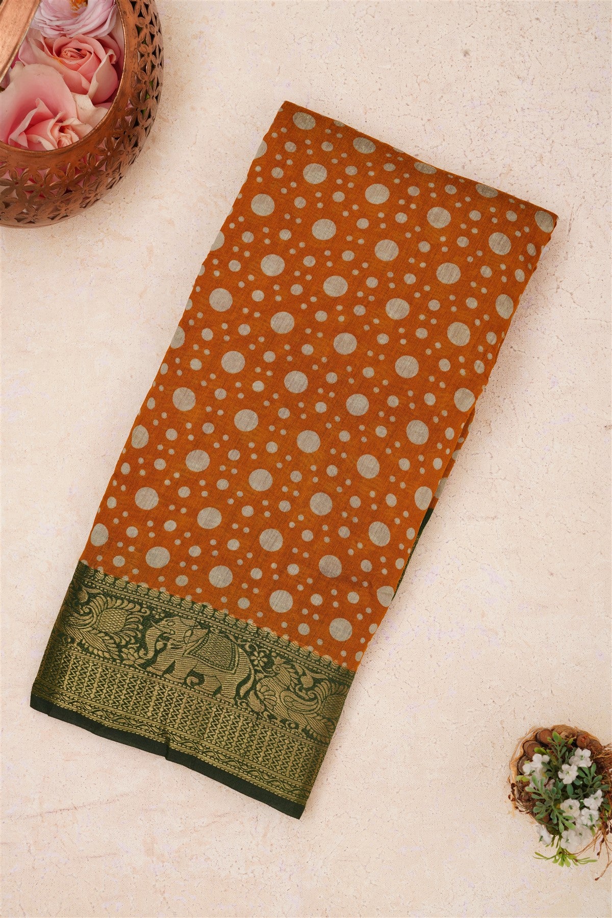 Fancy Maheshwari Silk Khaki Saree