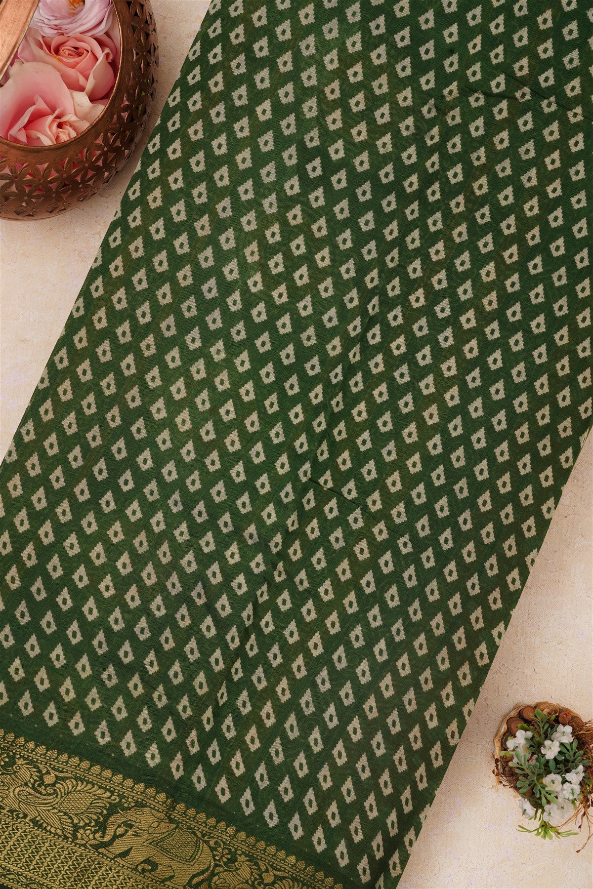 Fancy Maheshwari Silk Khaki Saree