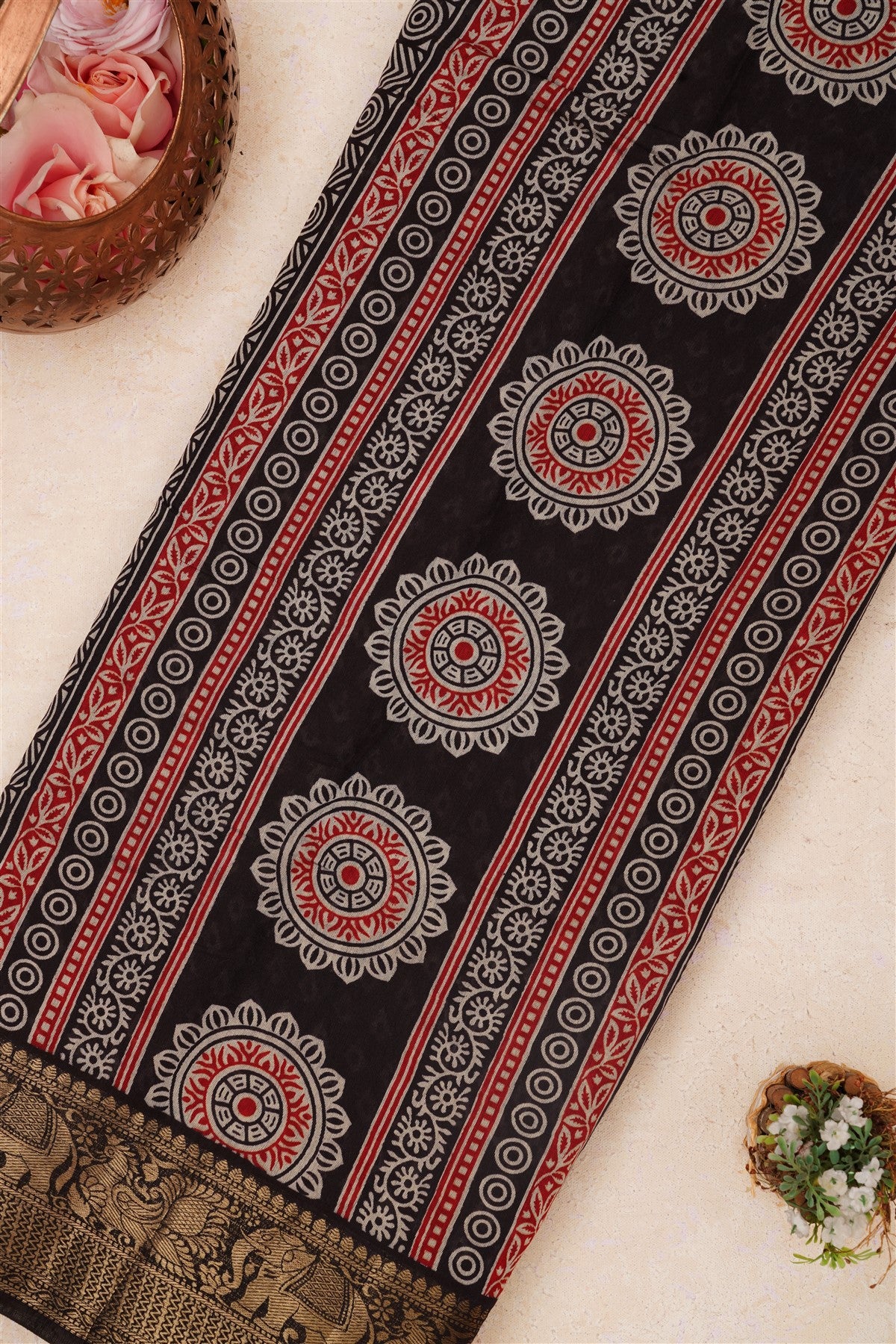 Fancy Maheshwari Silk Maroon Saree