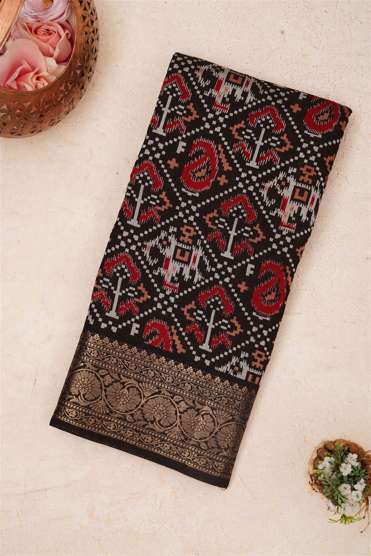 Fancy Maheshwari Silk Black Saree