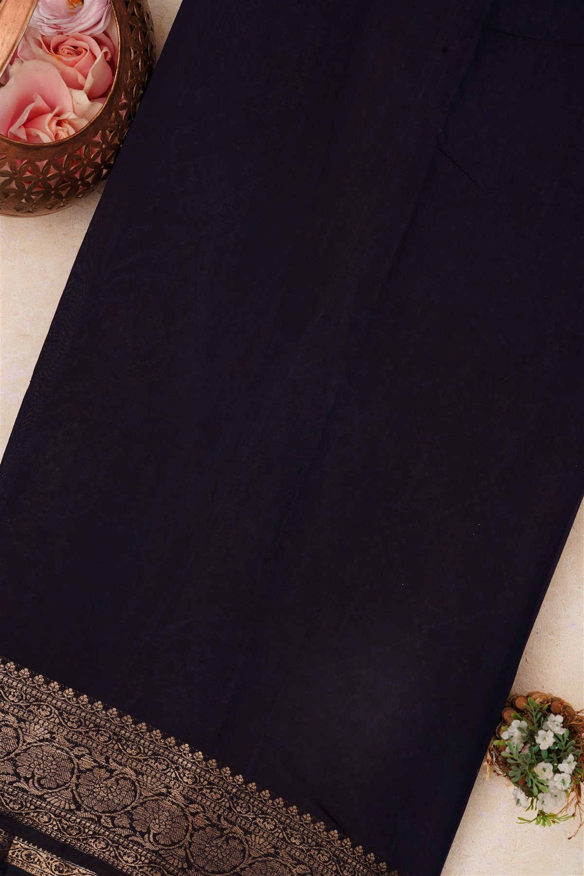 Fancy Maheshwari Silk Navy Blue Saree