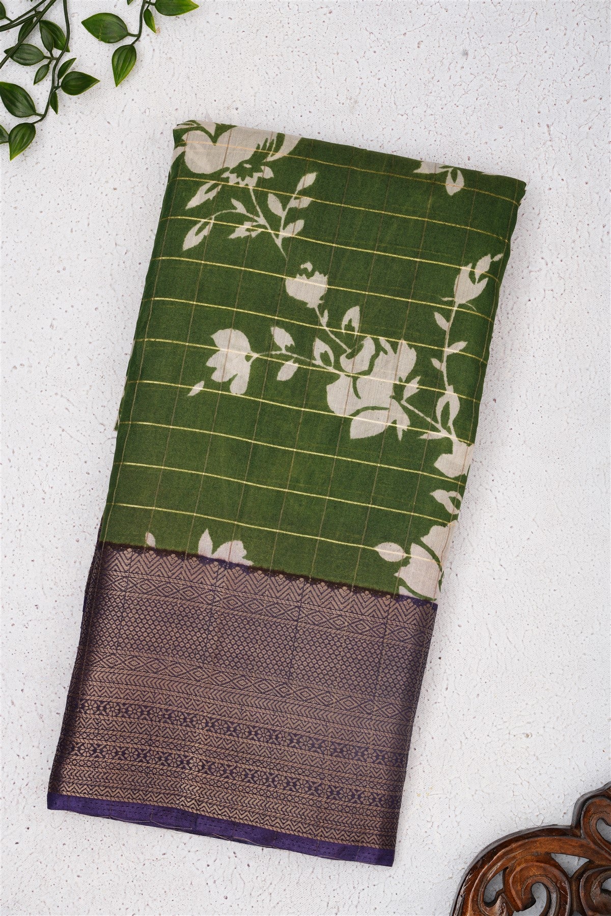 Fancy Maheshwari Silk Dark Green Saree
