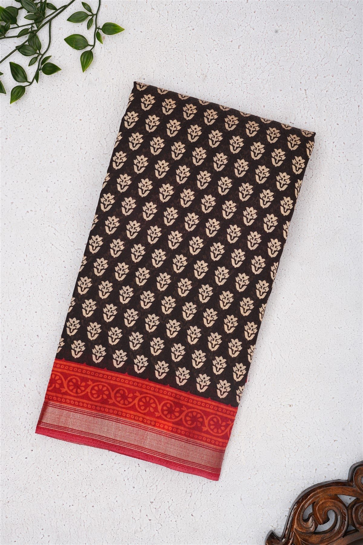 Fancy Maheshwari Silk Dark Brown Saree
