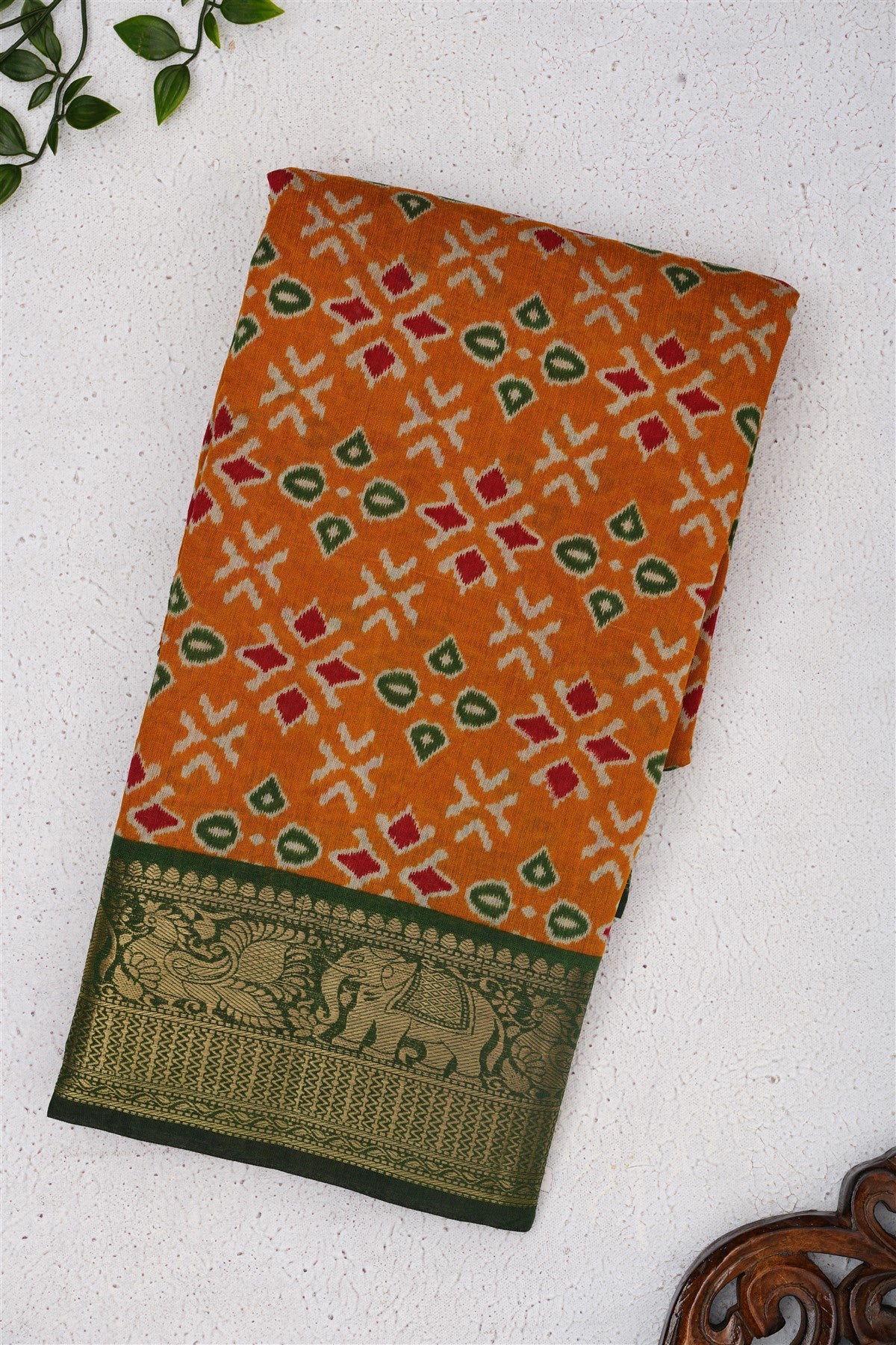 Fancy Maheshwari Silk Dark Mustard Saree