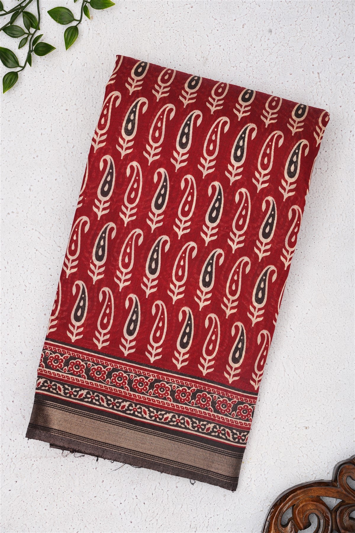 Fancy Maheshwari Silk Maroon Saree