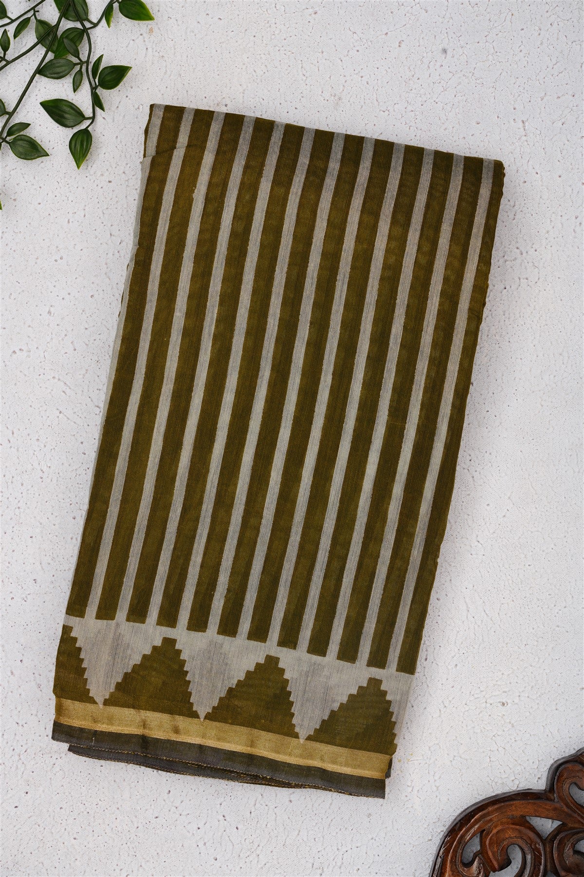 Fancy Maheshwari Silk Mehandi Green Saree