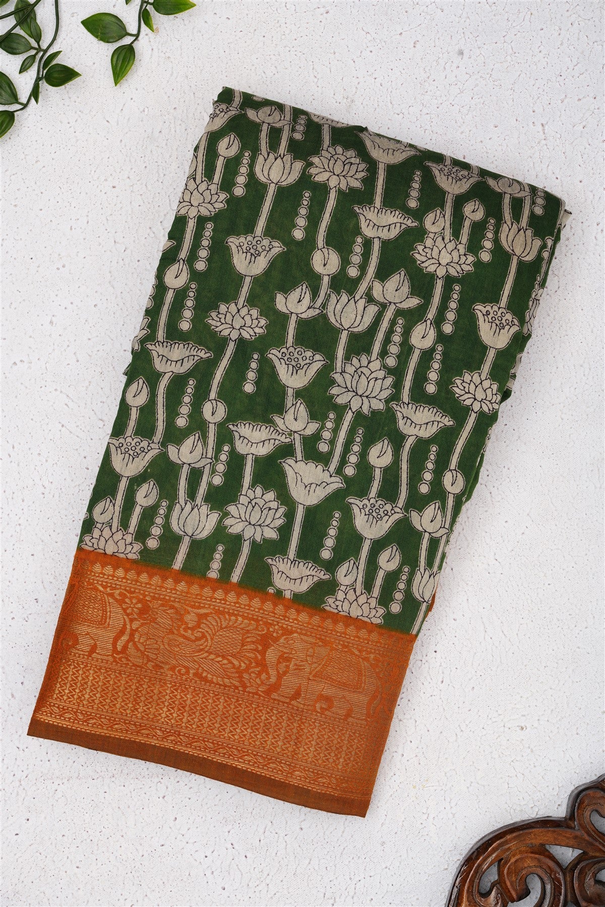 Fancy Maheshwari Silk Dark Green Saree