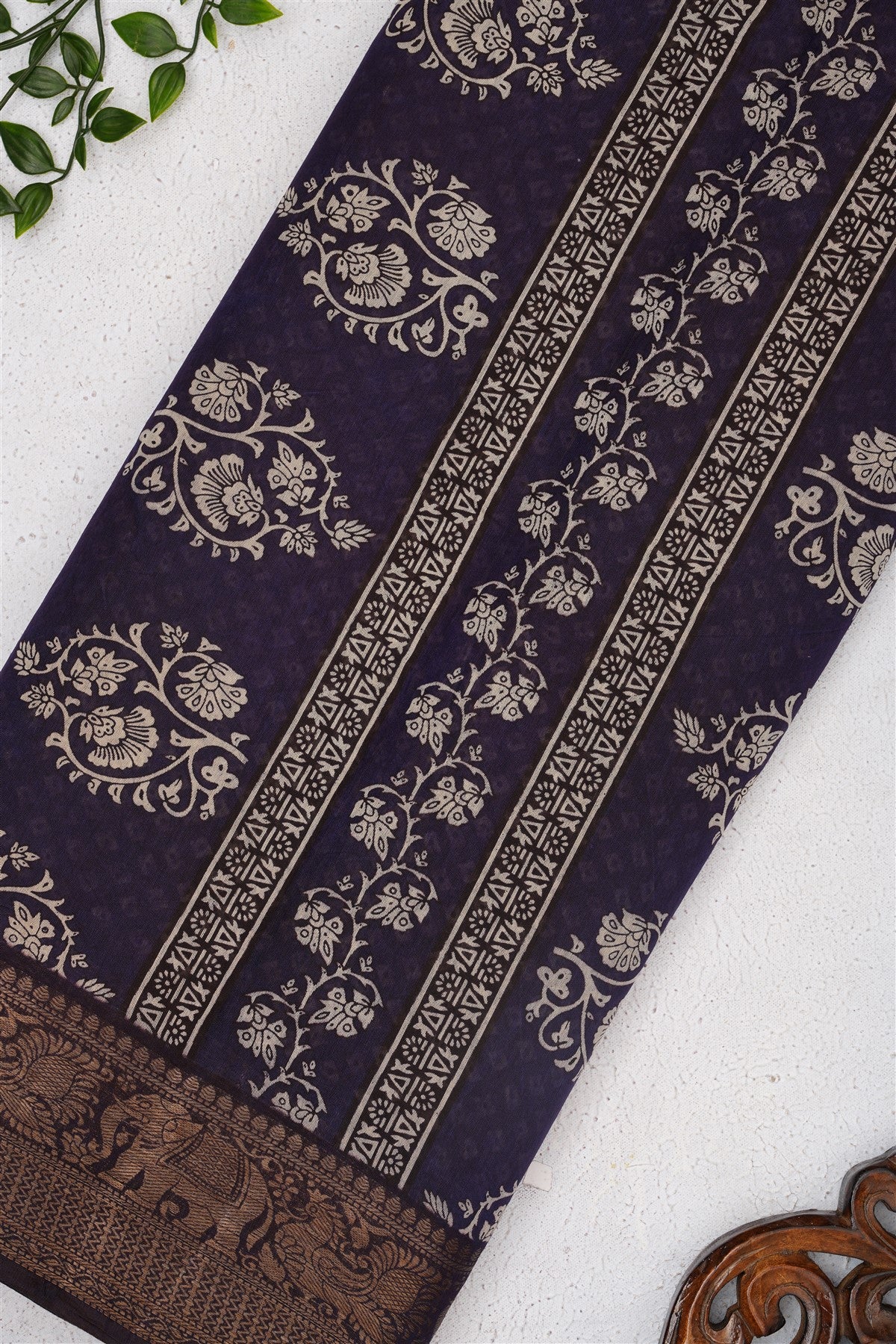 Fancy Maheshwari Silk Dark Purple Saree