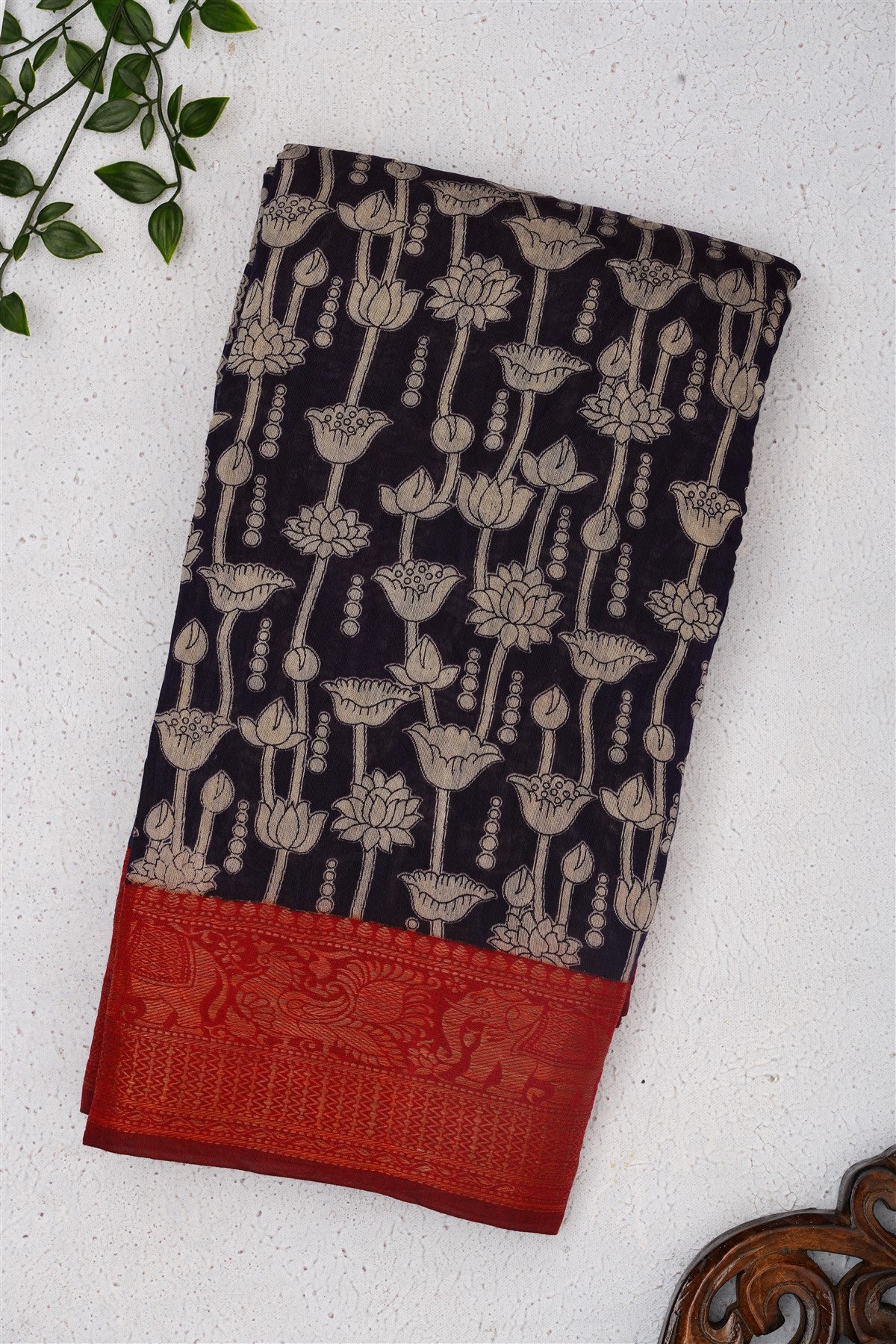 Fancy Maheshwari Silk Navy Blue Saree