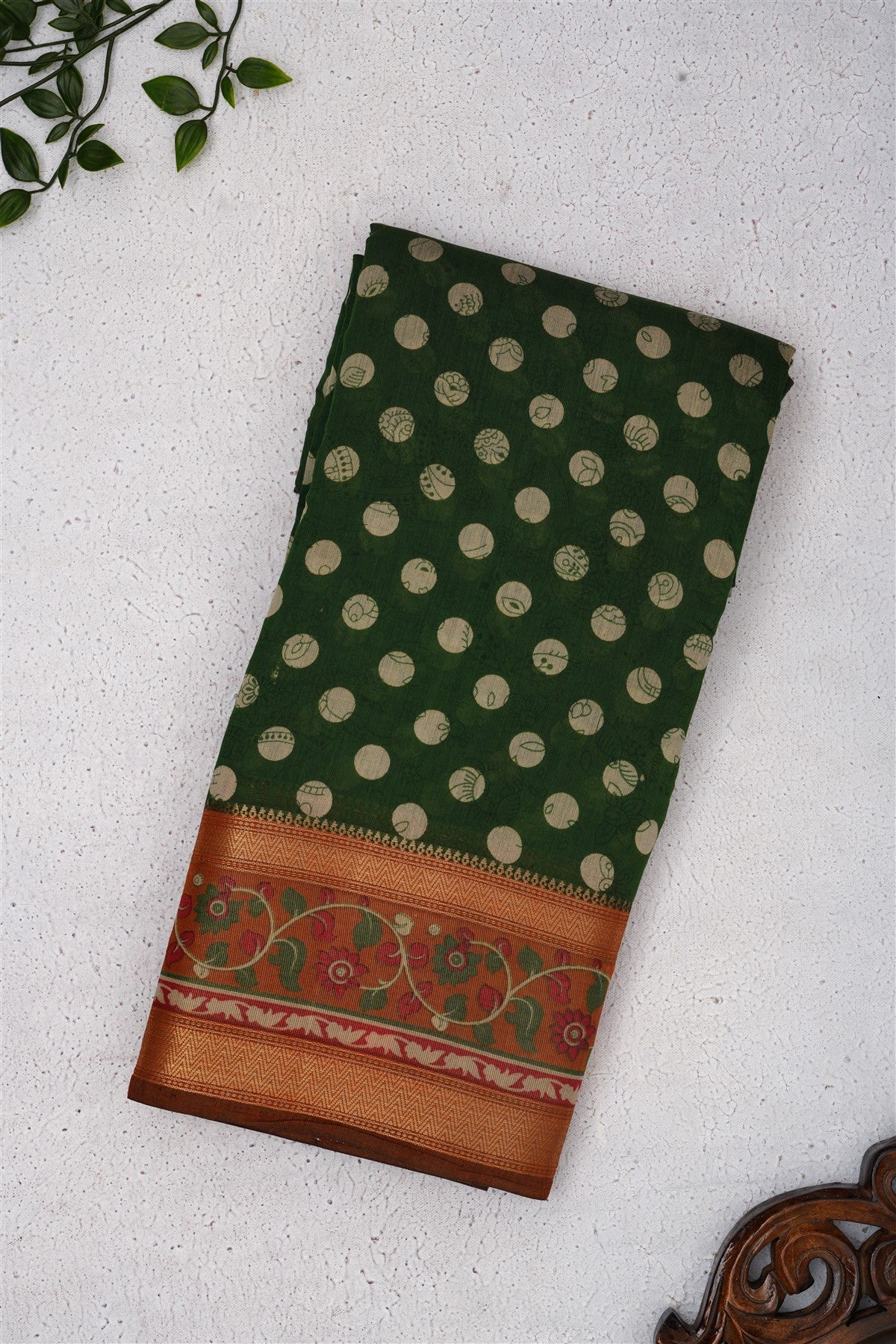 Fancy Maheshwari Silk Dark Green Saree