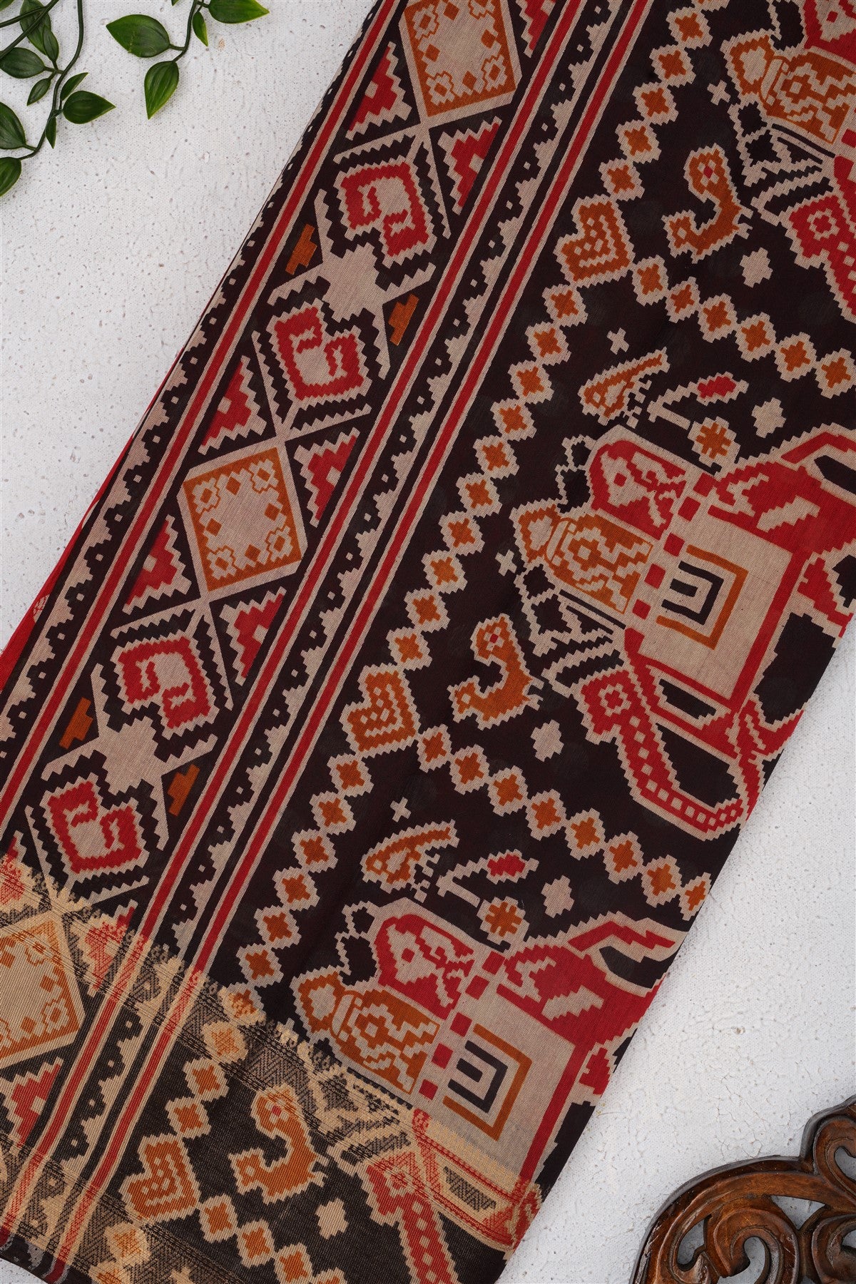 Fancy Maheshwari Silk Maroon Saree