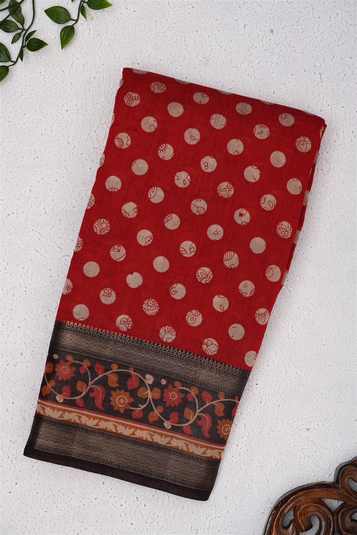 Fancy Maheshwari Silk Maroon Saree