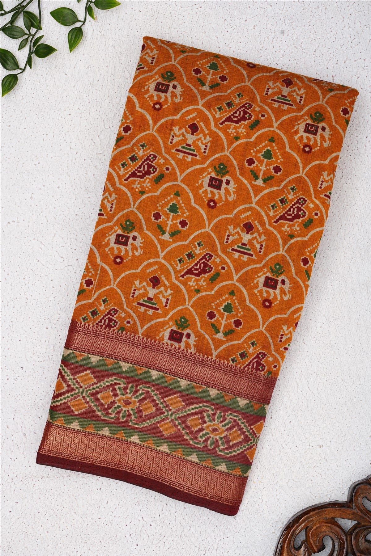 Fancy Maheshwari Silk Dark Mustard Saree
