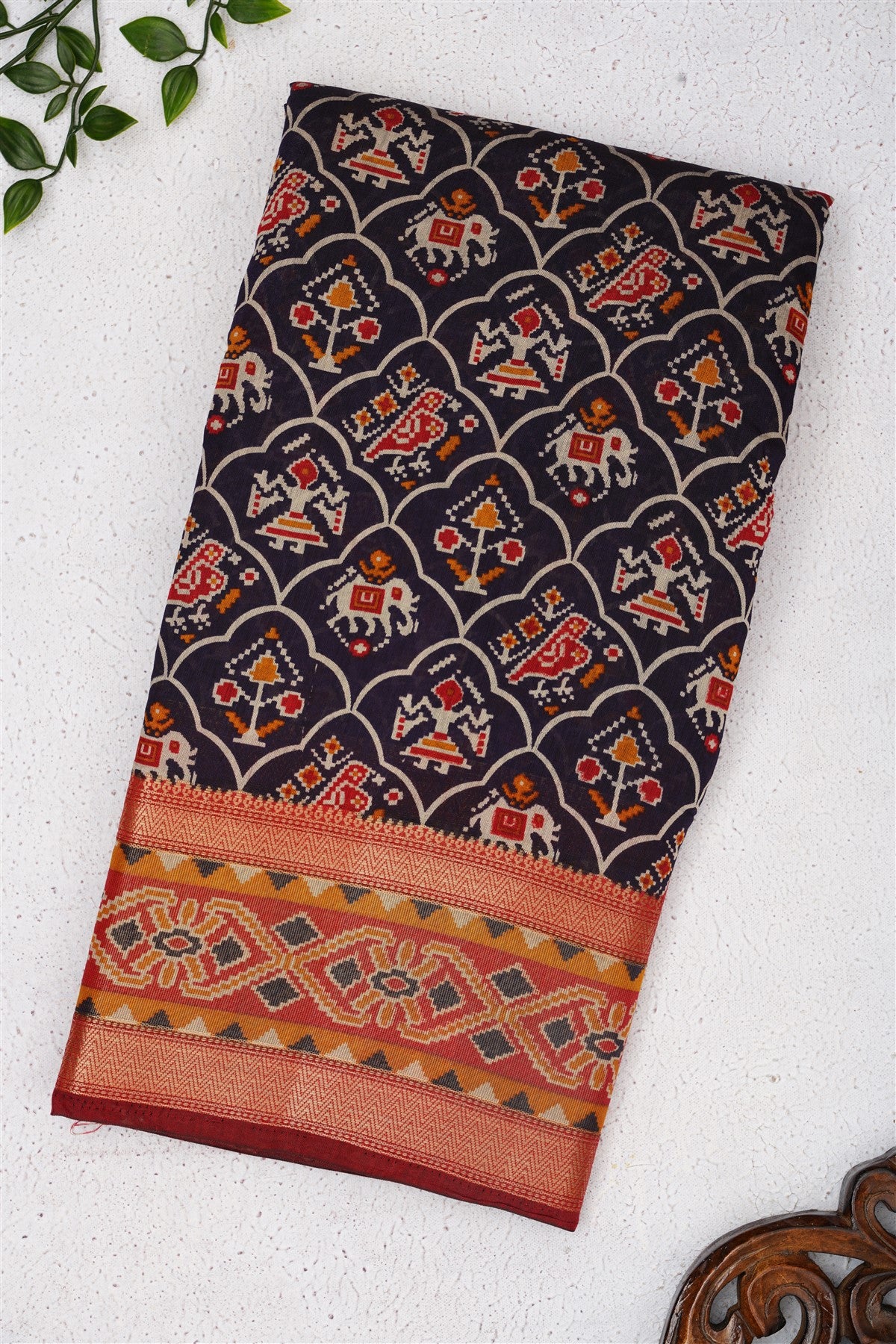 Fancy Maheshwari Silk Navy Blue Saree