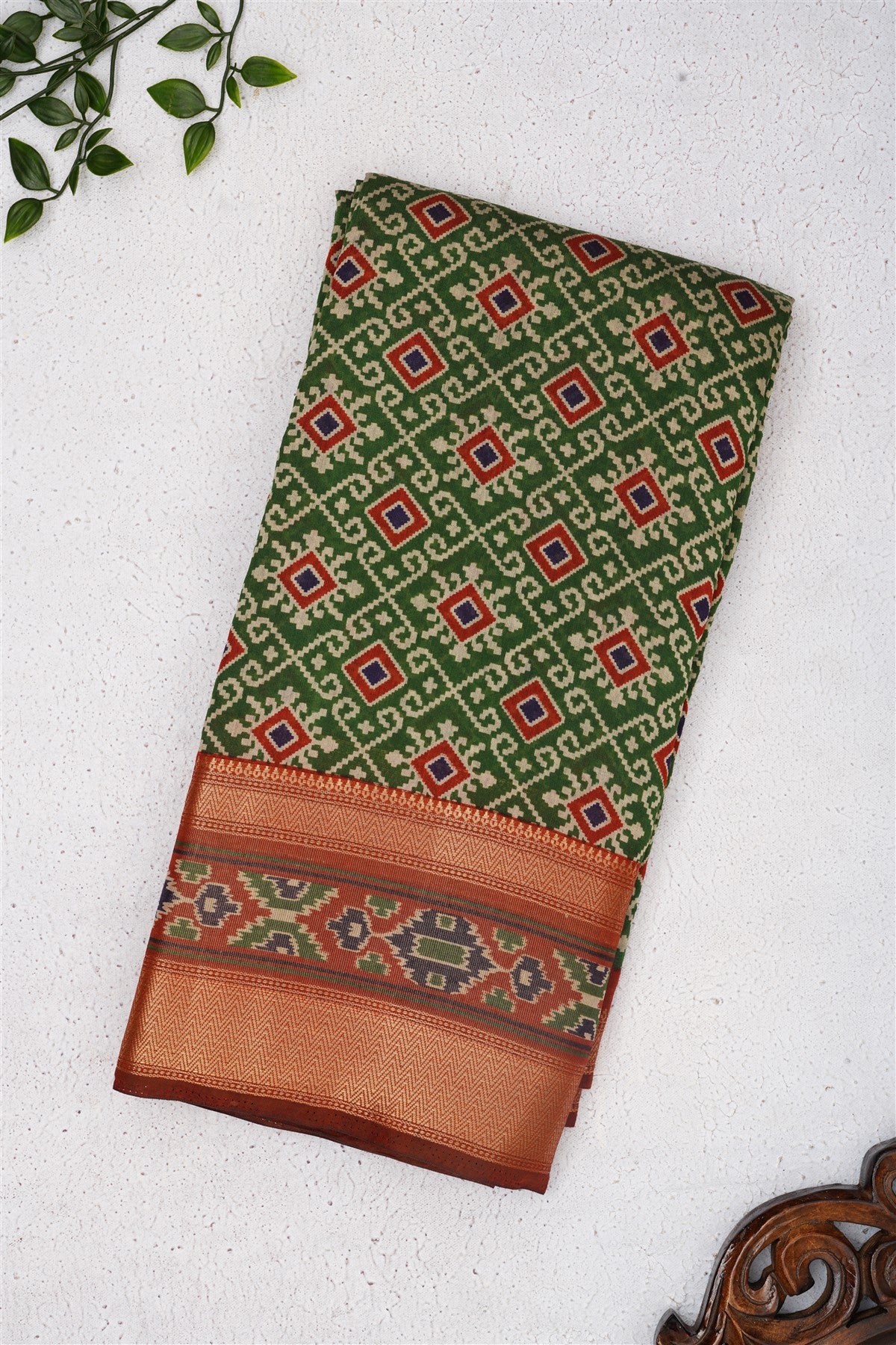 Fancy Maheshwari Silk Dark Green Saree