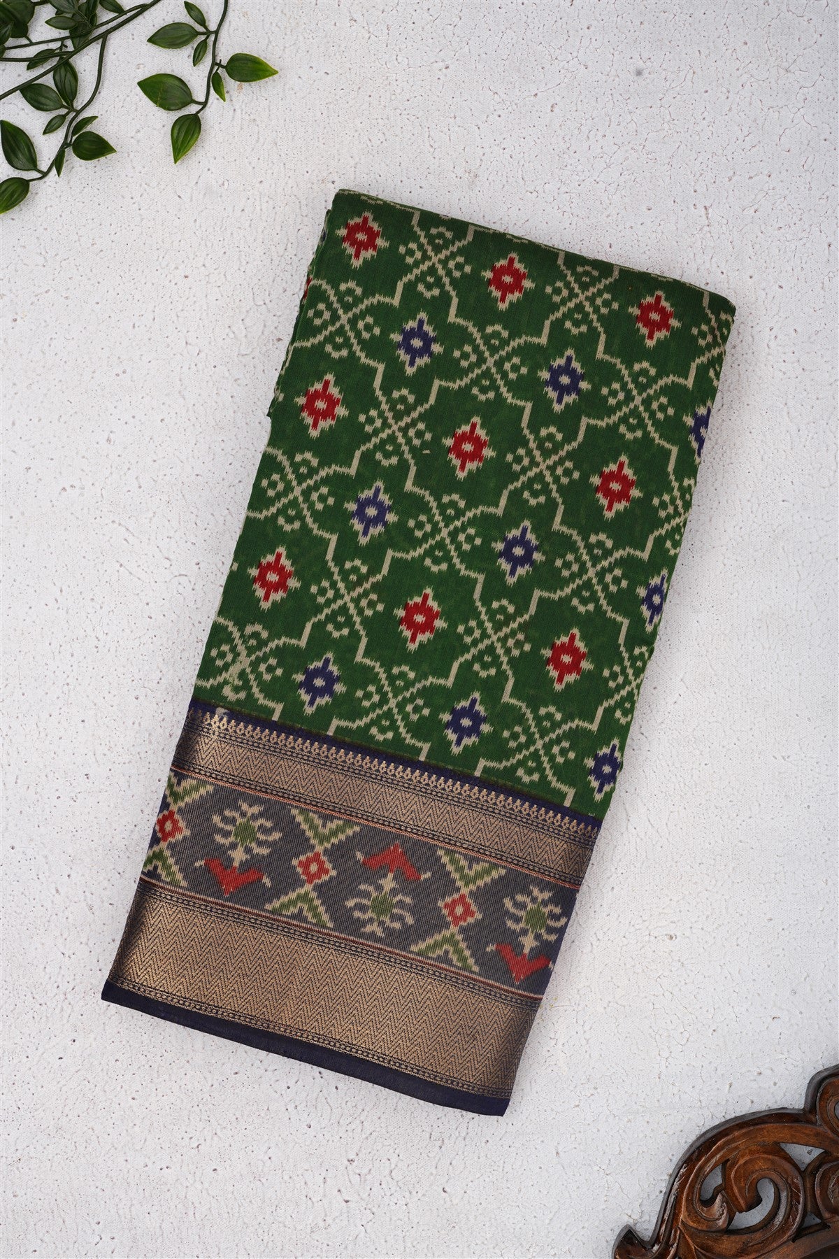 Fancy Maheshwari Silk Dark Green Saree