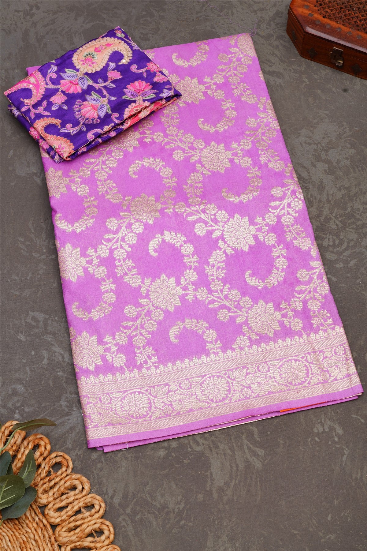 Banarasi Brocade Lavender Saree