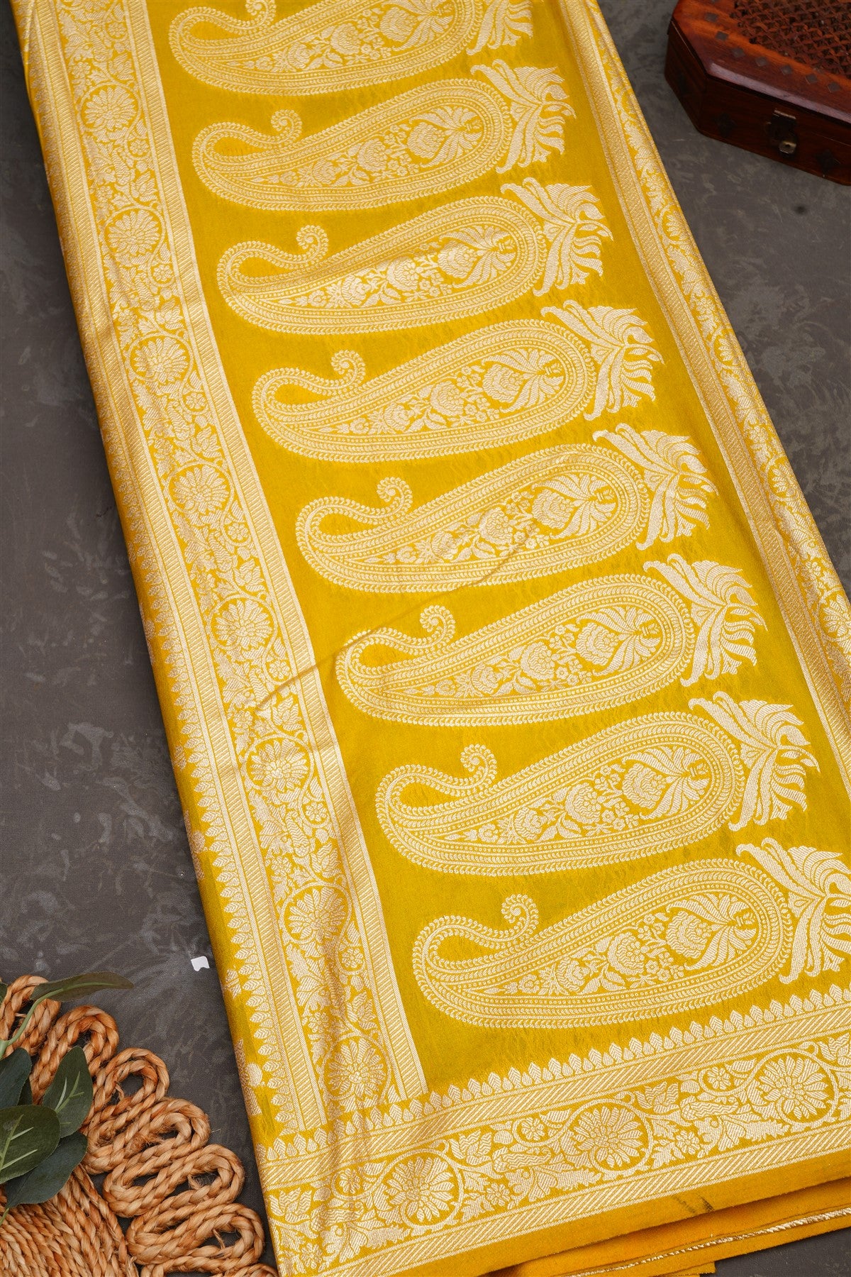 Banarasi Brocade Lime Green Saree