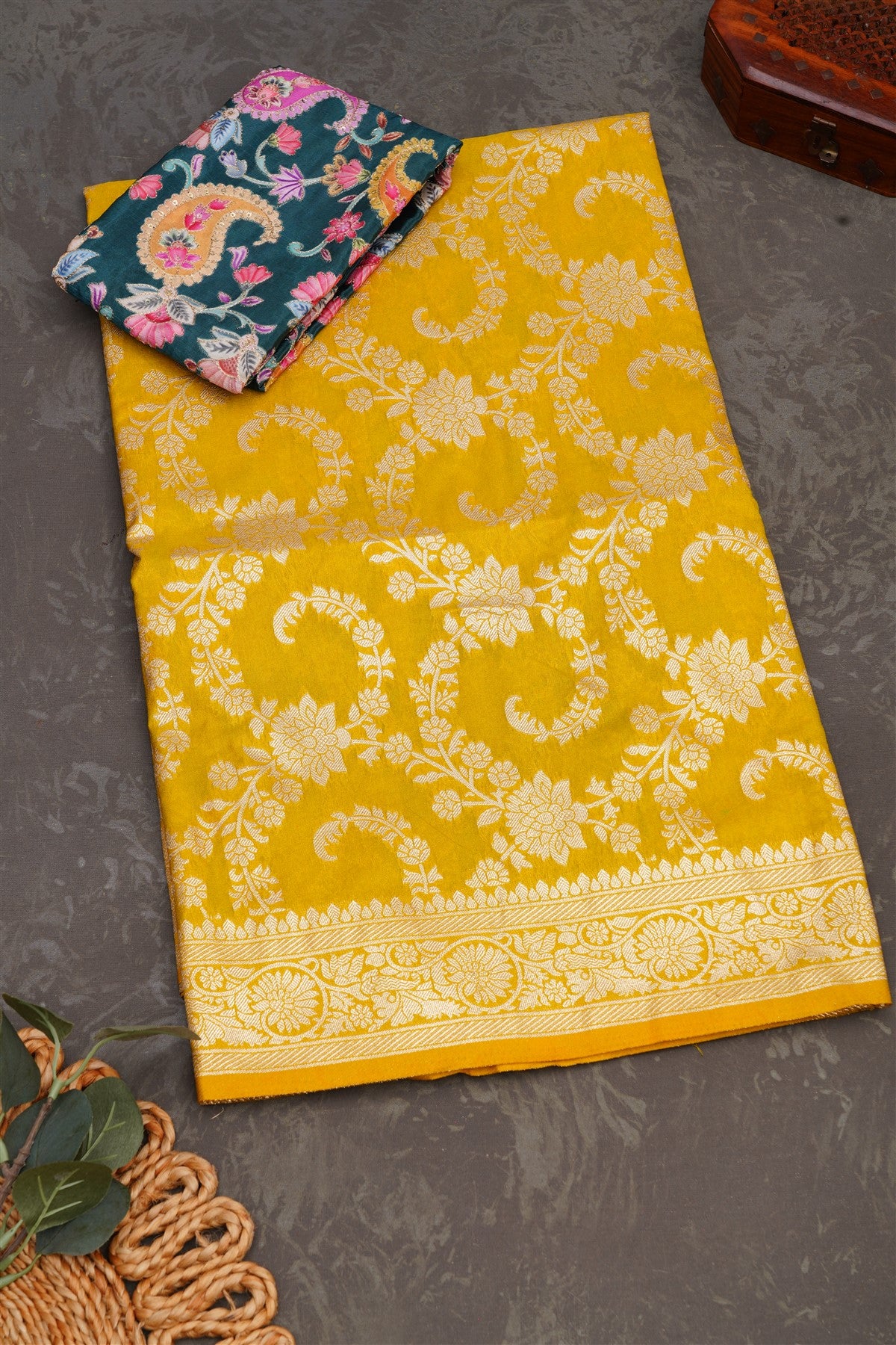 Banarasi Brocade Lime Green Saree