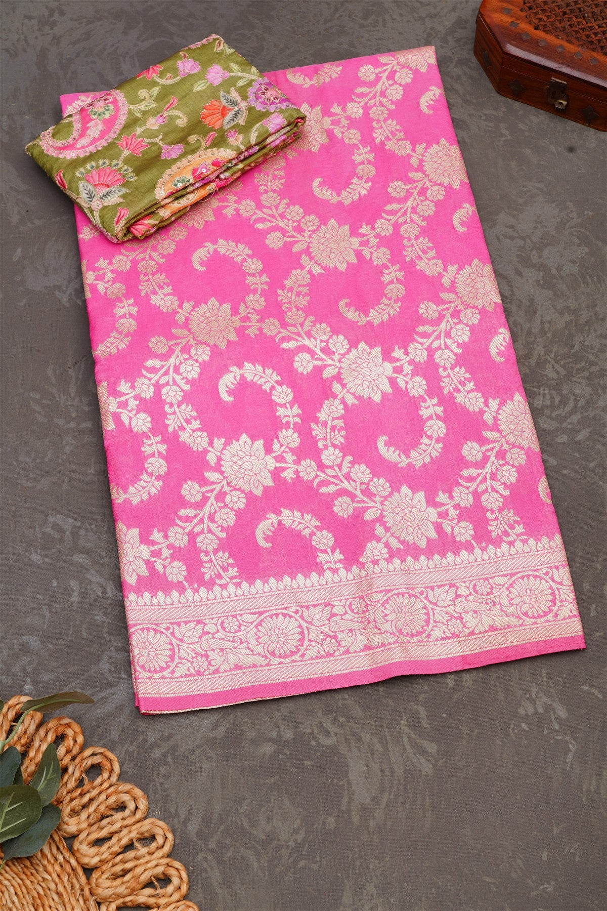Banarasi Brocade Pink Saree