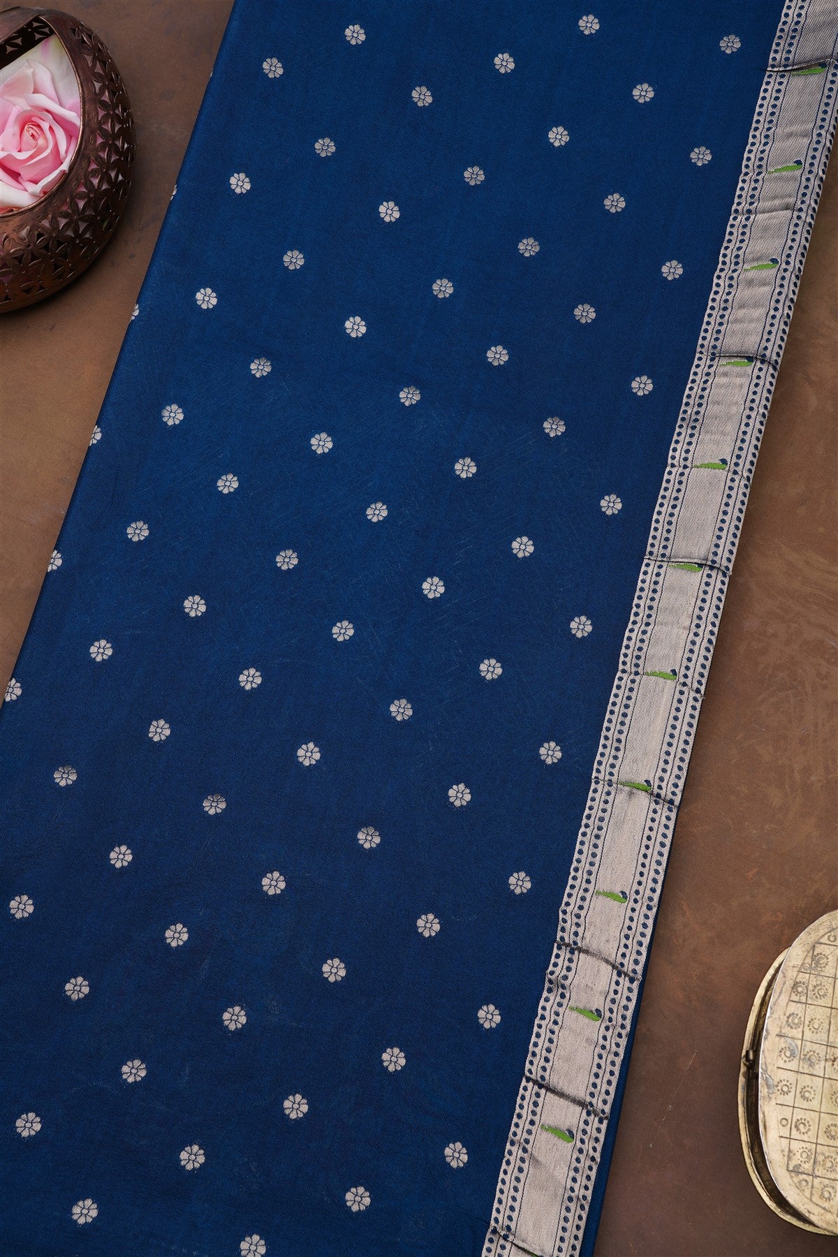 Banarasi Silk Peacock Blue Saree