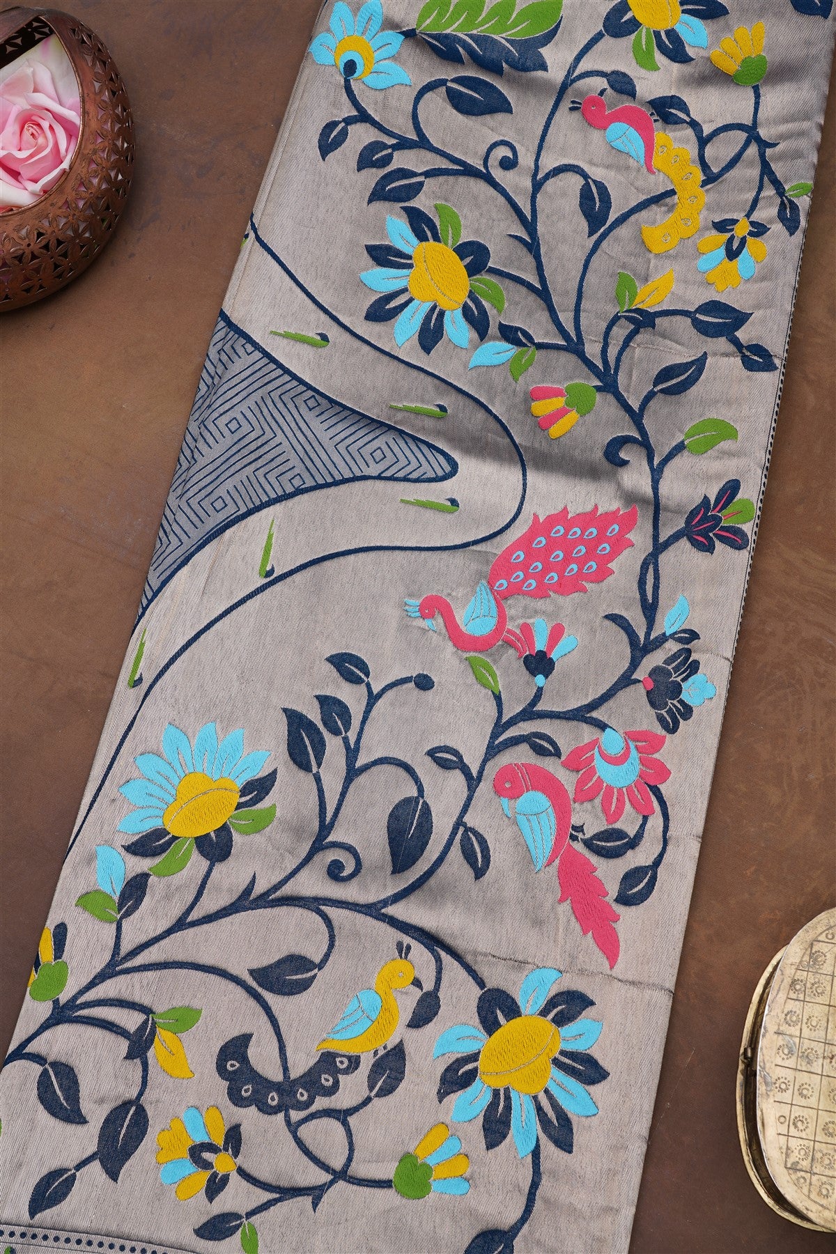 Banarasi Silk Peacock Blue Saree