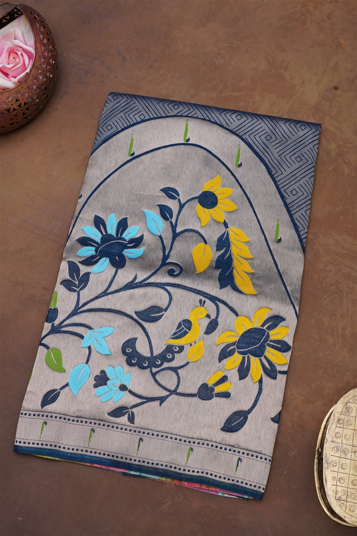 Banarasi Silk Peacock Blue Saree