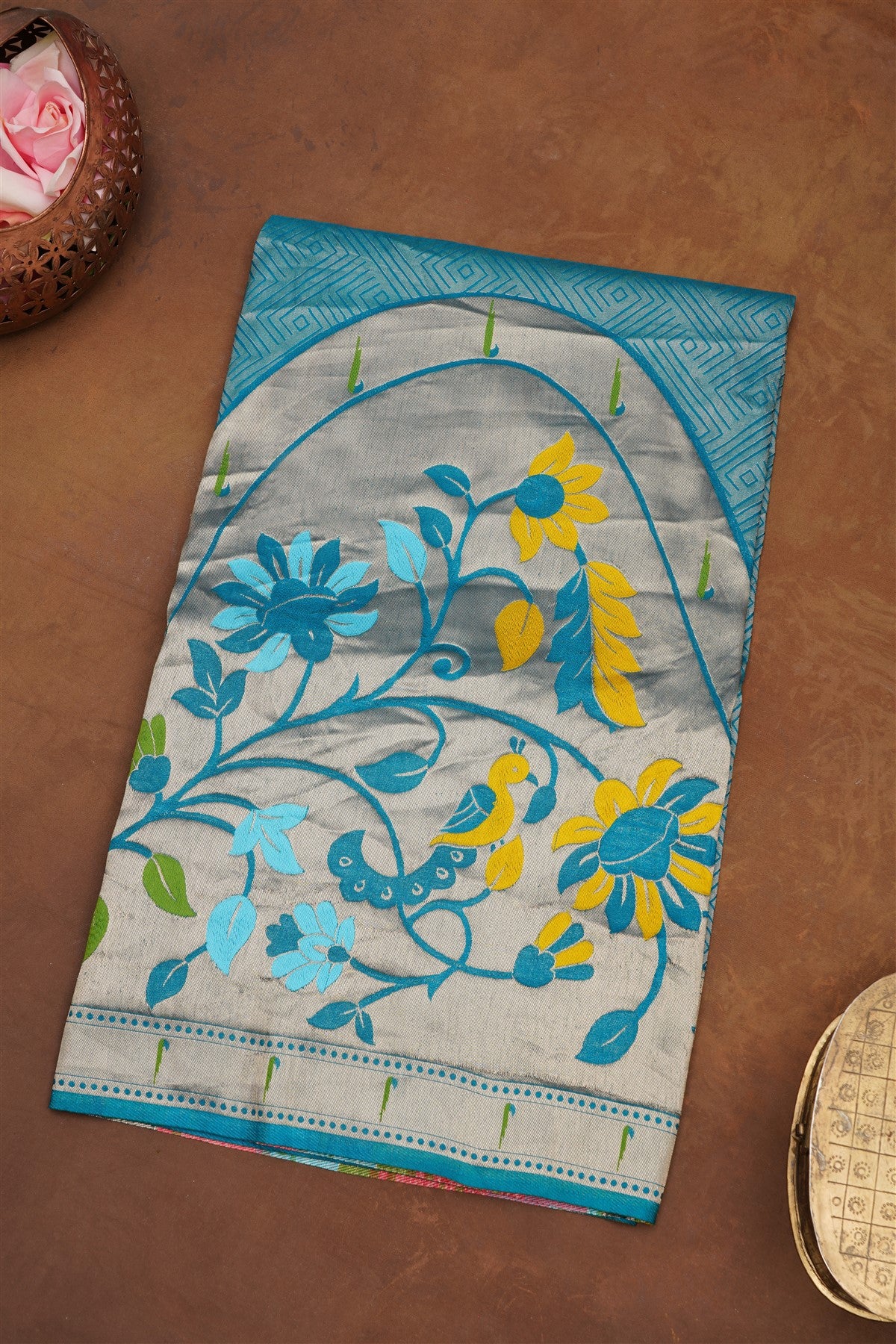Banarasi Silk Teal Saree