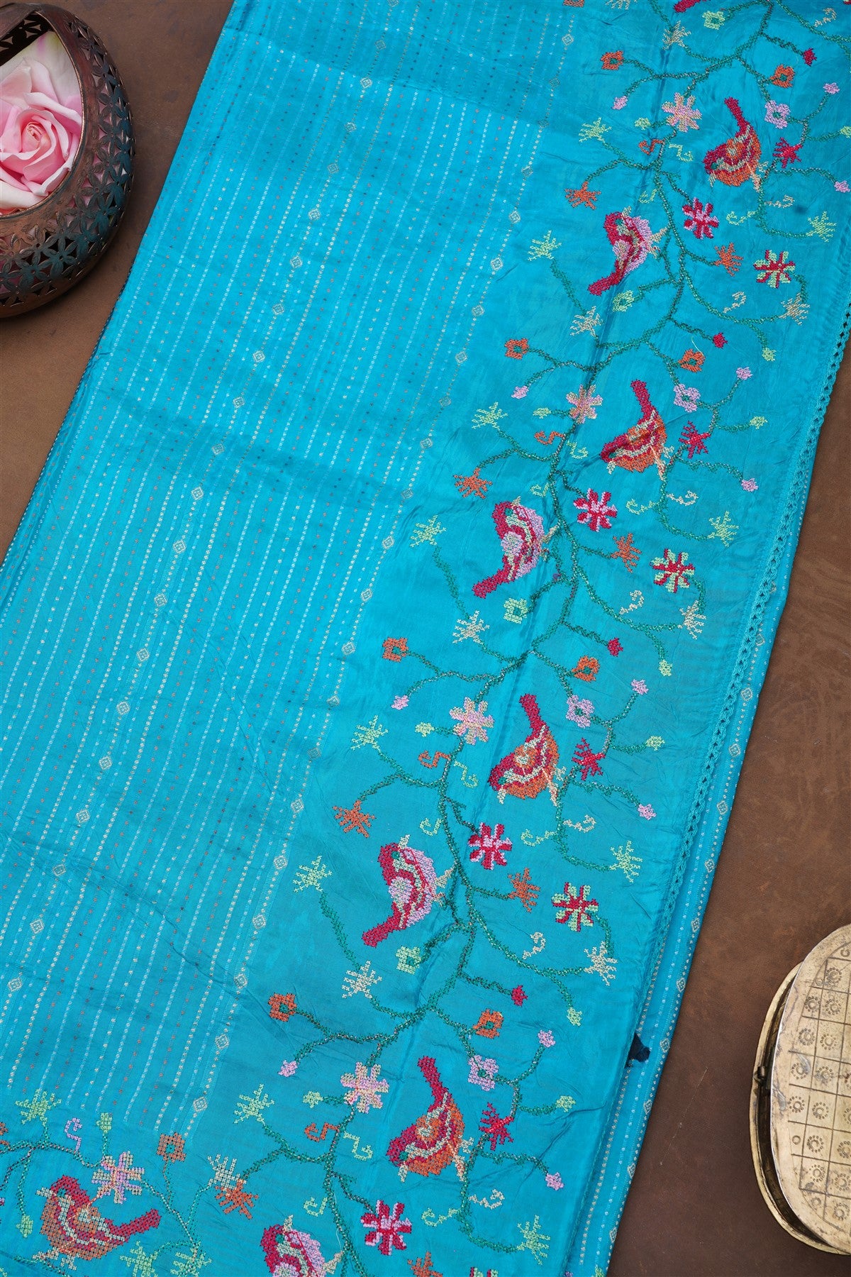Banarasi Mashru Blue Saree