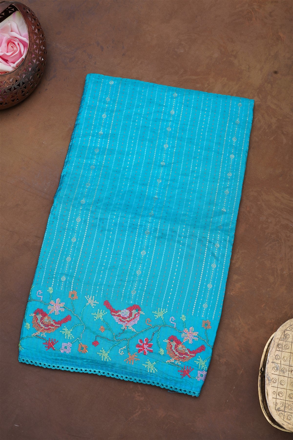 Banarasi Mashru Blue Saree