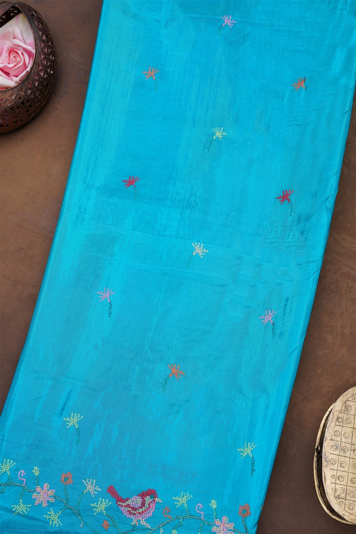 Banarasi Mashru Blue Saree