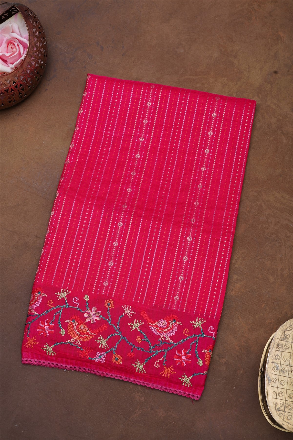 Banarasi Mashru Dark Pink Saree