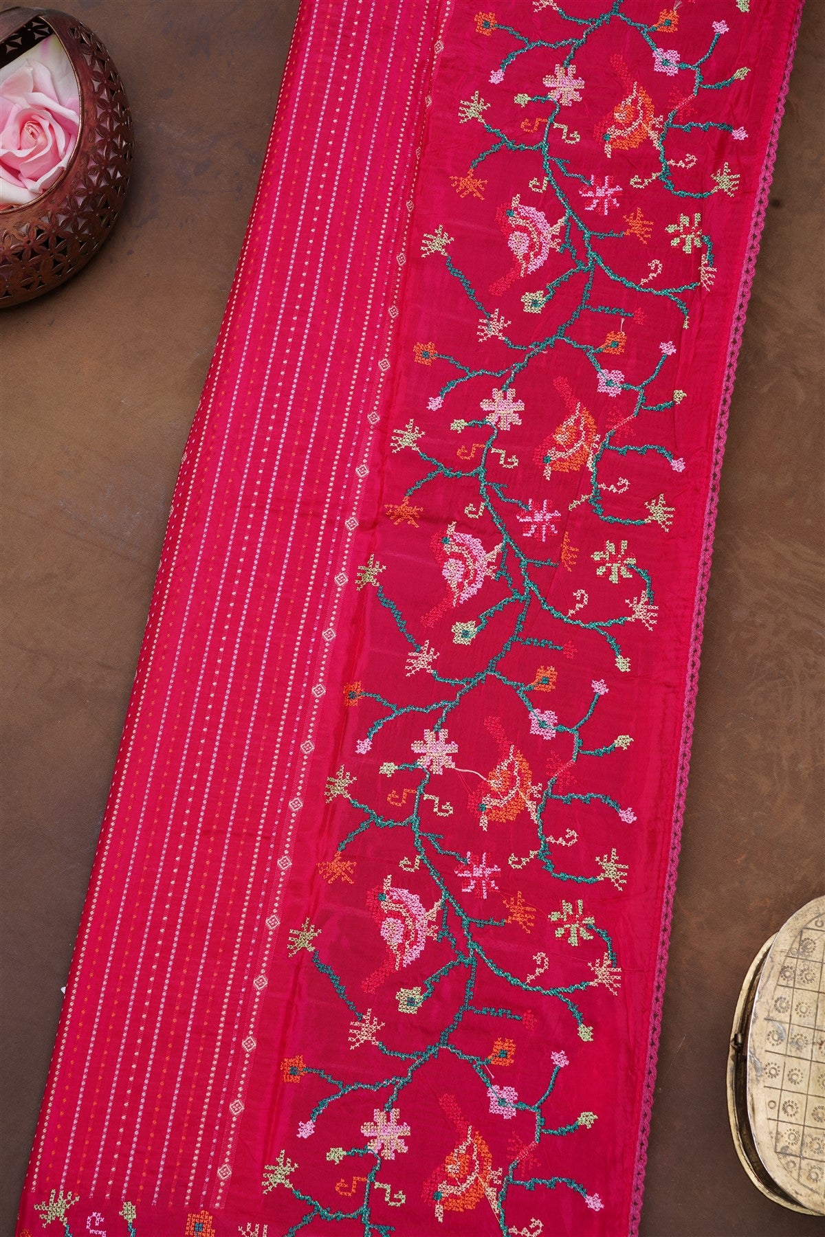 Banarasi Mashru Dark Pink Saree