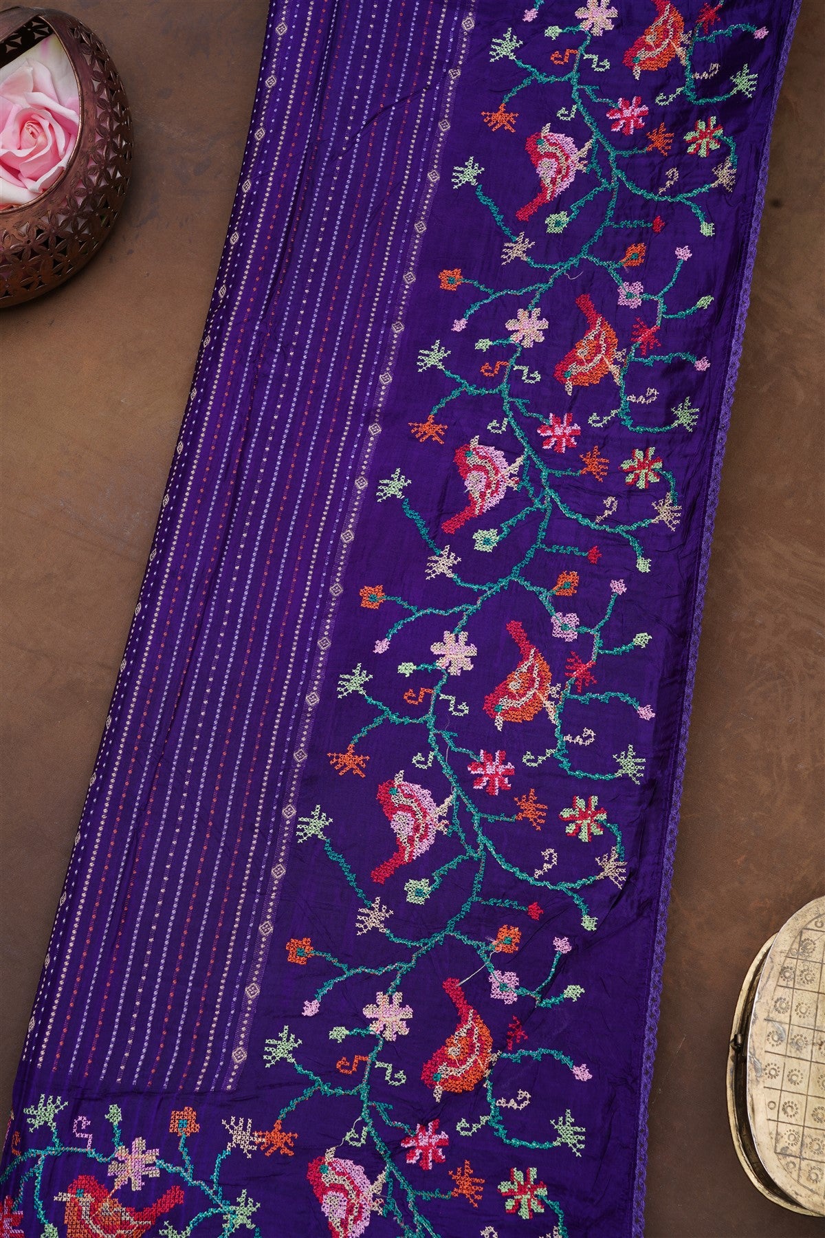 Banarasi Mashru Violet Saree